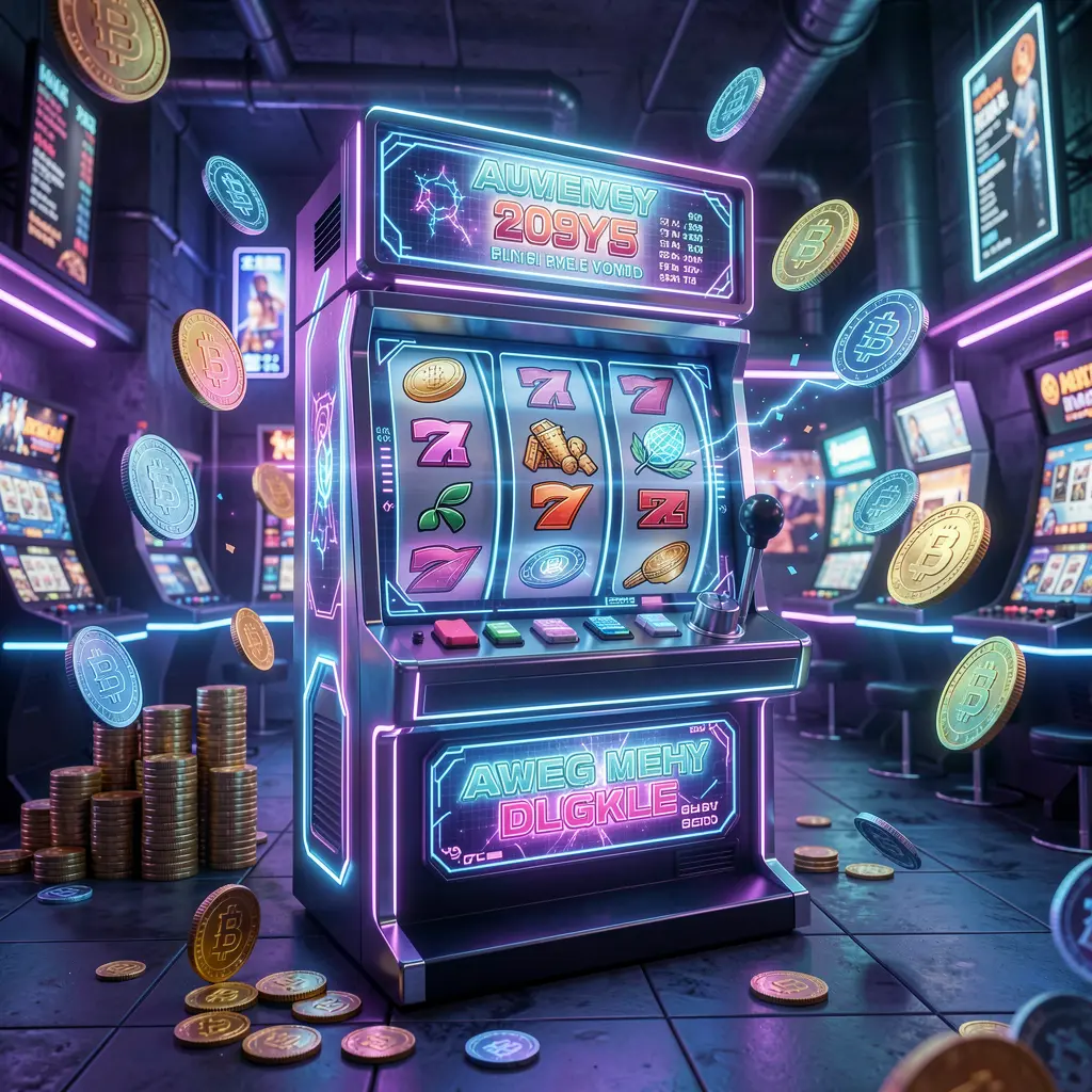 Futuristic slot machine with bright neon lights and spinning reels surrounded by digital coins showcasing the immersive CH77 slots experience in Pakistan